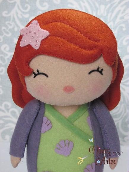 Boneca Ariel Kokeshi - Princesas - Tema Oriental