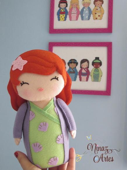 Boneca Ariel Kokeshi - Princesas - Tema Oriental