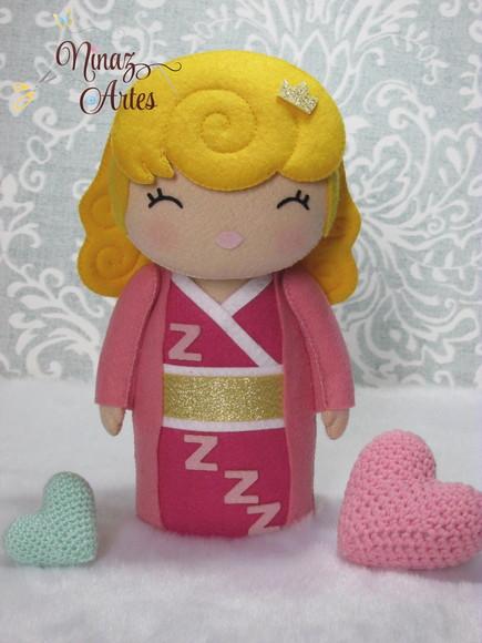 Boneca Aurora Kokeshi - Princesas - Tema Oriental