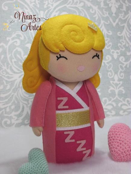 Boneca Aurora Kokeshi - Princesas - Tema Oriental