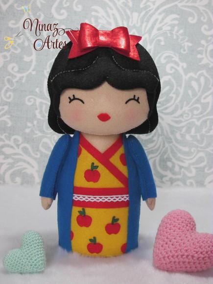 Boneca Branca de Neve Kokeshi - Princesas - Tema Oriental