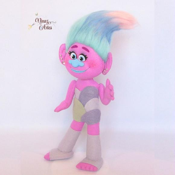 Boneca Cetim - Tema Trolls