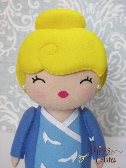 Boneca Cinderela Kokeshi - Princesas - Tema Oriental