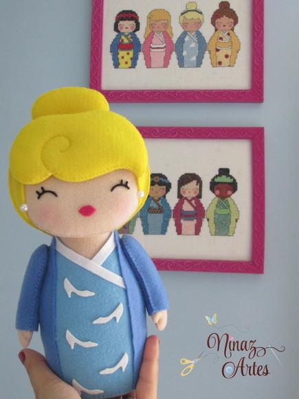 Boneca Cinderela Kokeshi - Princesas - Tema Oriental