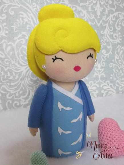 Boneca Cinderela Kokeshi - Princesas - Tema Oriental