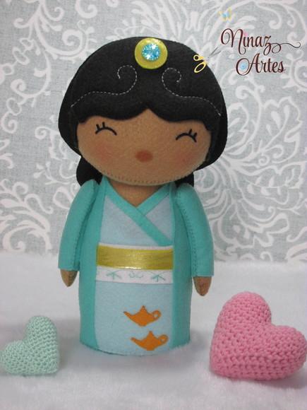 Boneca Jasmine Kokeshi - Princesas - Tema Oriental