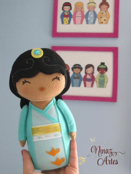Boneca Jasmine Kokeshi - Princesas - Tema Oriental