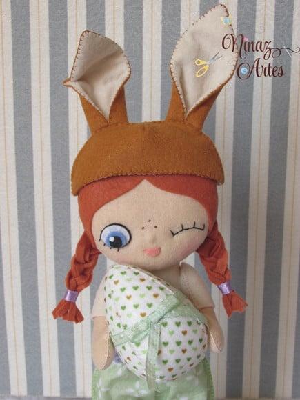 Boneca July Coelhinha Ovinho - Tema Páscoa