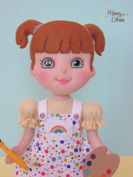 Boneca Menina Aquarela - Tema Aquarela do Brasil