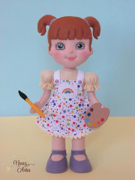 Boneca Menina Aquarela - Tema Aquarela do Brasil