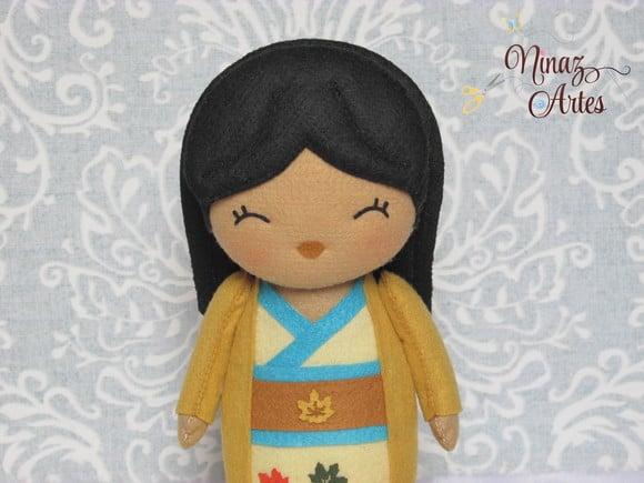 Boneca Pocahontas Kokeshi - Princesas - Oriental