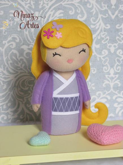 Boneca Rapunzel Kokeshi - Princesas - Tema Oriental