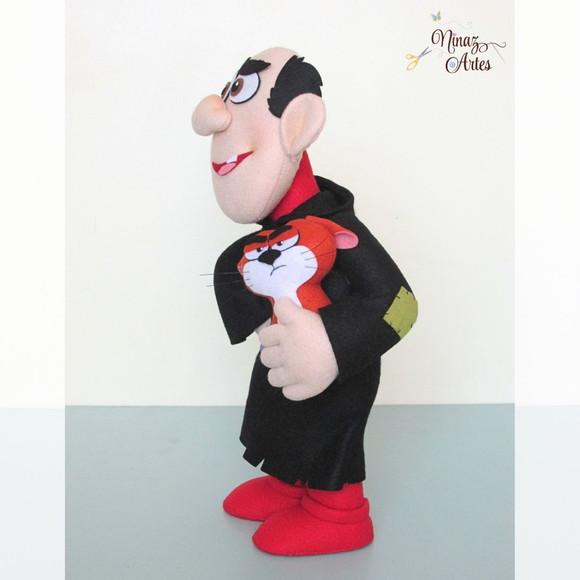 Boneco Gargamel com Gatinho Cruel -Tema Os Smurfs