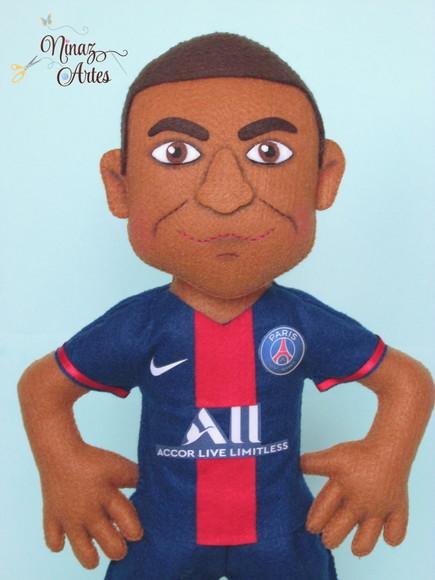 Boneco Kylian Mbappé - Jogador de Futebol