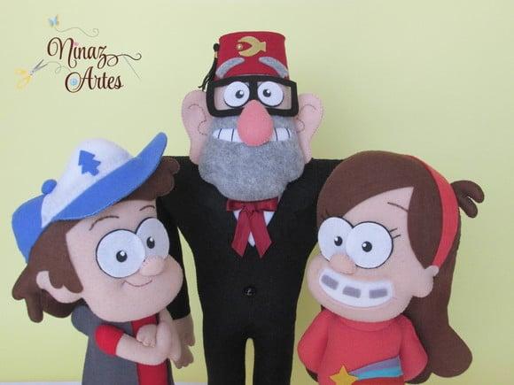 Bonecos Tio Stan, Mabel e Dipper - Tema Gravity Falls