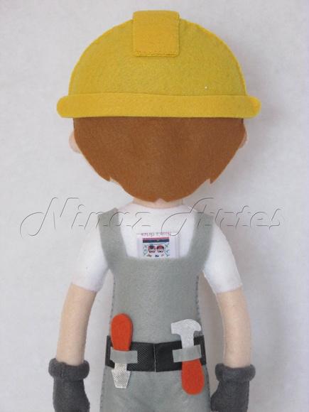 Construtor - Profissões - Boneco em Feltro