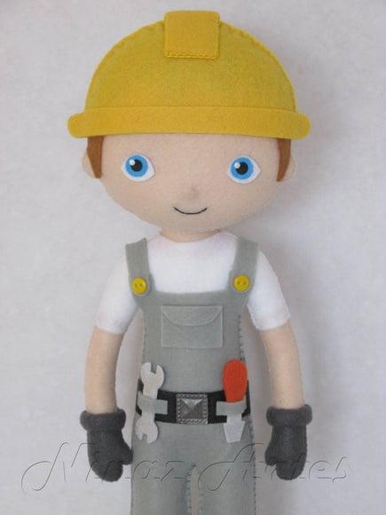 Construtor - Profissões - Boneco em Feltro