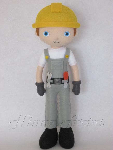 Construtor - Profissões - Boneco em Feltro