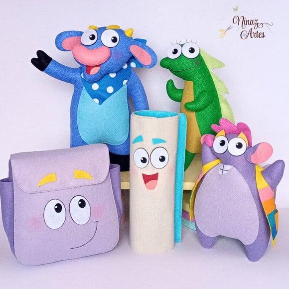 Kit Amigos da Dora com 5 Personagens - Tema Dora Aventureira