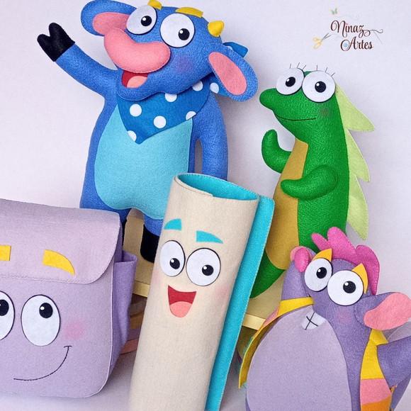 Kit Amigos da Dora com 5 Personagens - Tema Dora Aventureira