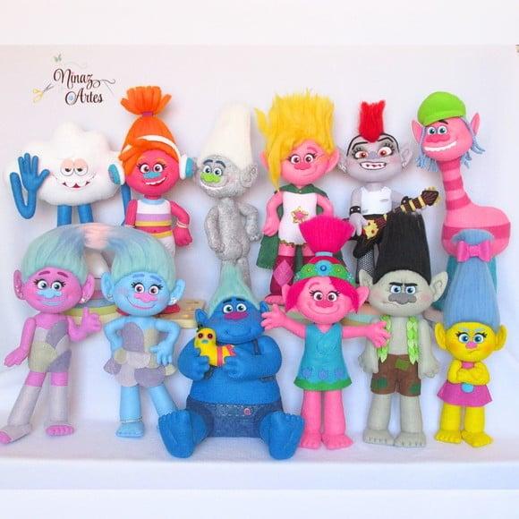 Kit com 12 Bonecos - Tema Trolls
