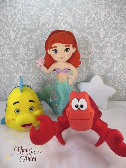 Kit com 3 Personagens - Tema Princesa Sereia - Fundo do Mar