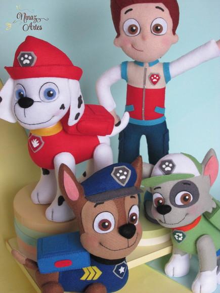 Kit com 4 Bonecos - Tema Patrulha Canina