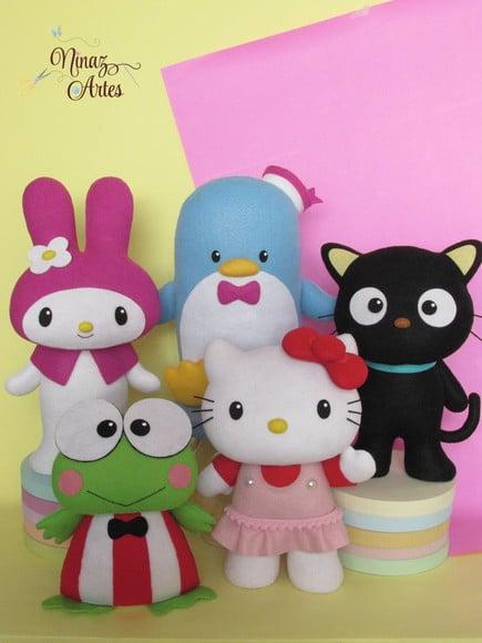 Kit com 5 Bonecos - Tema Hello Kitty