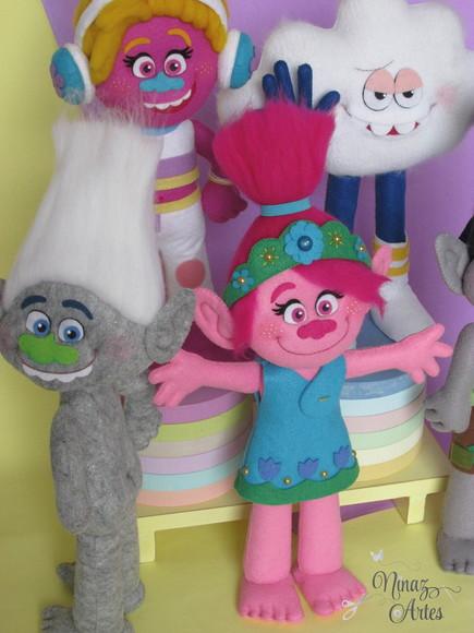 Kit com 5 Bonecos - Tema Trolls