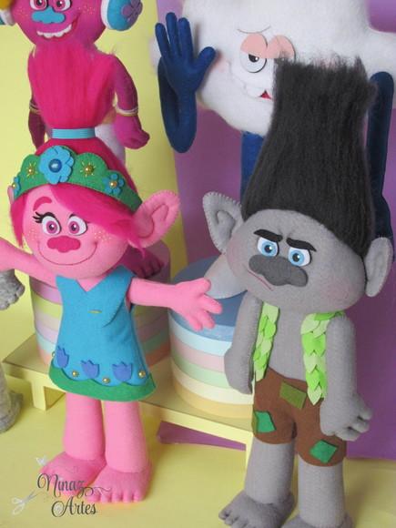 Kit com 5 Bonecos - Tema Trolls