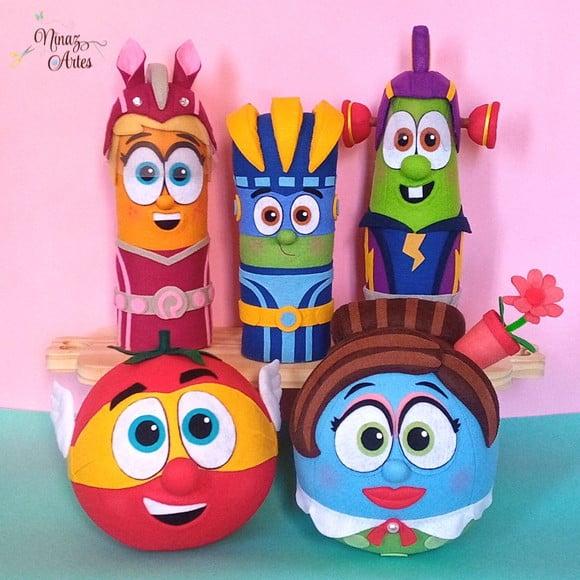 Kit com 5 Bonecos Decorativos - Tema Vegetables/ Vegecontos