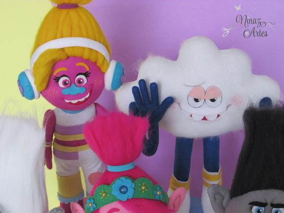 Kit com 5 Bonecos - Tema Trolls