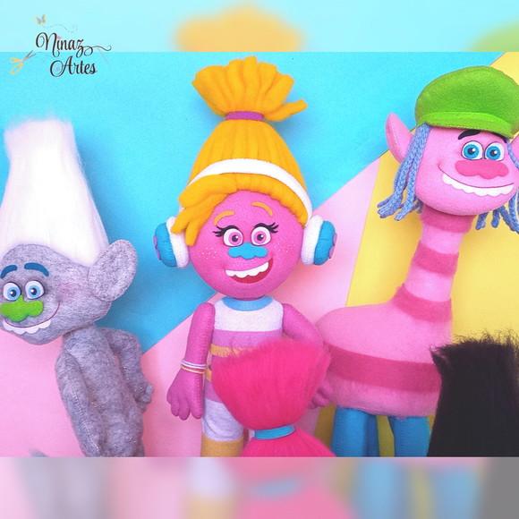 Kit com 6 Bonecos - Tema Trolls