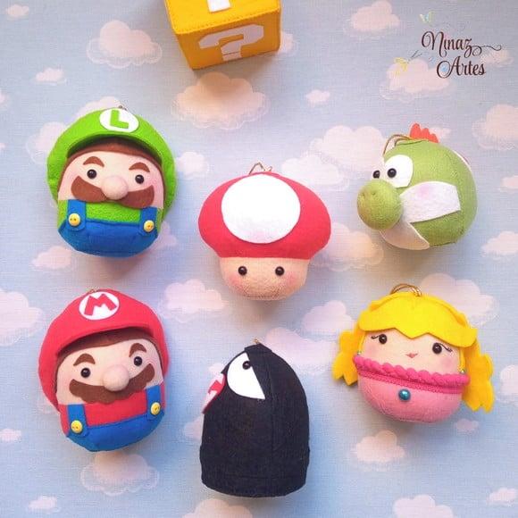 Kit com 7 Pingentes - Tema Super Mario