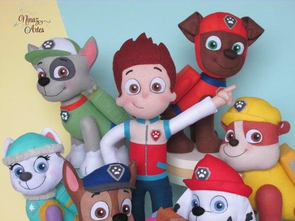 Kit com 8 Bonecos - Tema Patrulha Canina