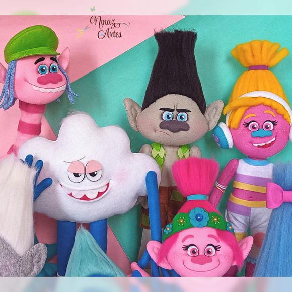 Kit com 8 Bonecos - Tema Trolls
