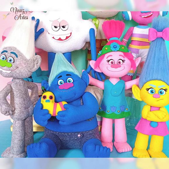 Kit com 8 Bonecos - Tema Trolls