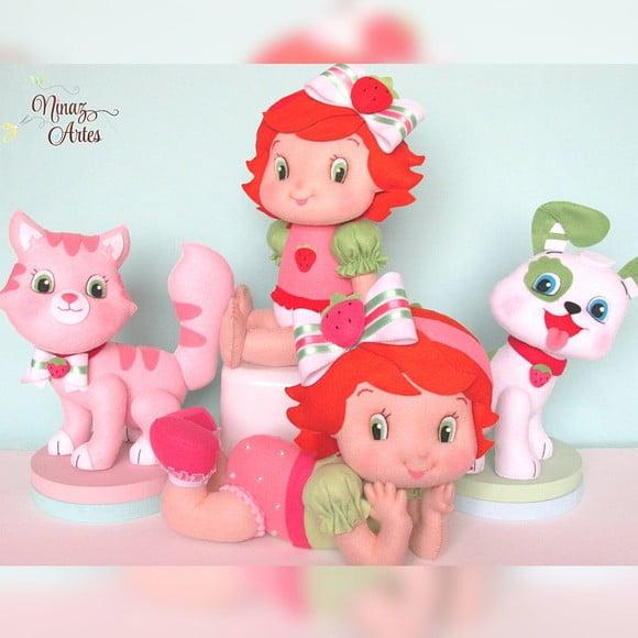 Kit Moranguinhos e Mascotes - Bonecos em Feltro