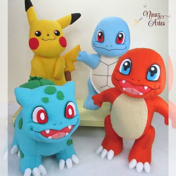 Kit Pikachu, Charmander, Squirtle e Bulbasaur - Tema Pokémon