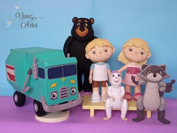 Kit com 6 Bonecos Decorativos -Tema Zé Coleta/Trash TRuck