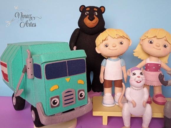 Kit com 6 Bonecos Decorativos -Tema Zé Coleta/Trash TRuck