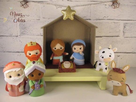 Mini Presépio - Decoração de Natal - Kit com 9 Peças