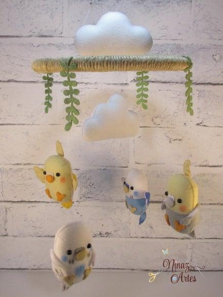 Móbile Calopsitas e Periquitos - Decoração Pet