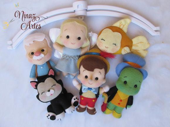 Móbile Musical Pinóquio Baby - Decoração de Quarto Infantil