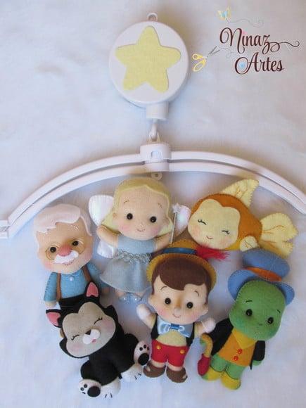 Móbile Musical Pinóquio Baby - Decoração de Quarto Infantil