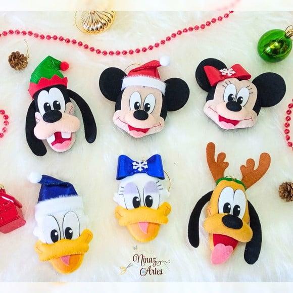 Pingentes Mickey de Natal - Kit com 6 Pingentes.