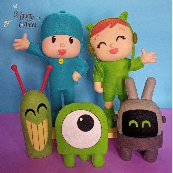 Pocoyo + Nina + 3 Ets - Kit com 5 Bonecos
