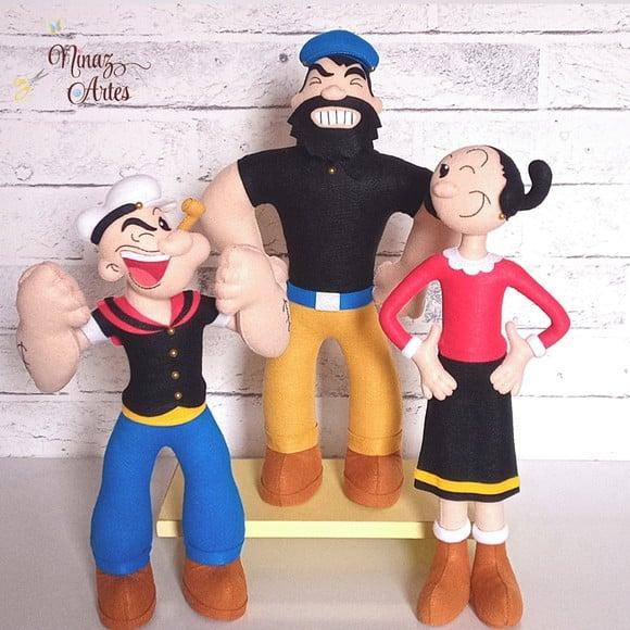 Popeye, Olívia e Brutus - Kit com 3 Personagens