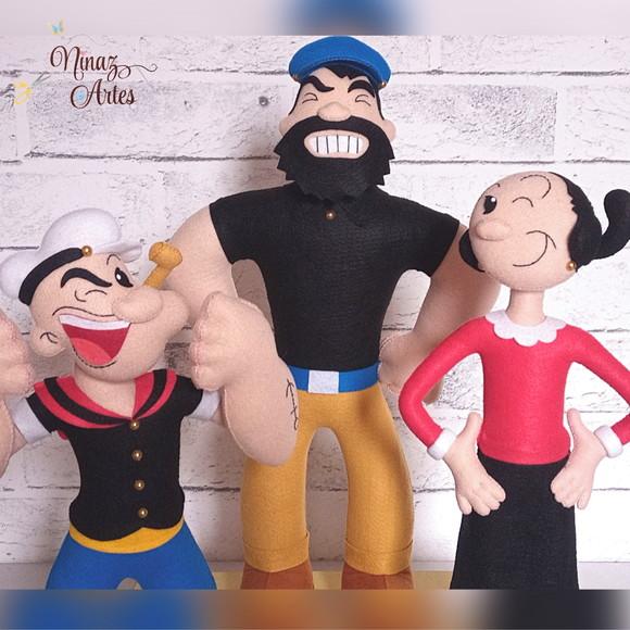Popeye, Olívia e Brutus - Kit com 3 Personagens