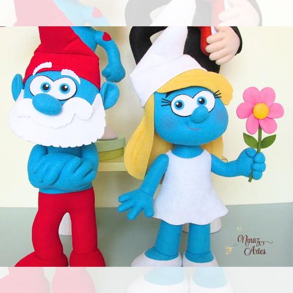 Kit com 4 Bonecos Decorativos -Tema Os Smurfs